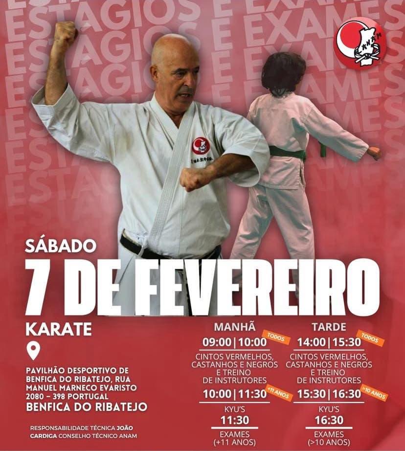 Cartaz do evento Estágios e Exames de Karaté 2026